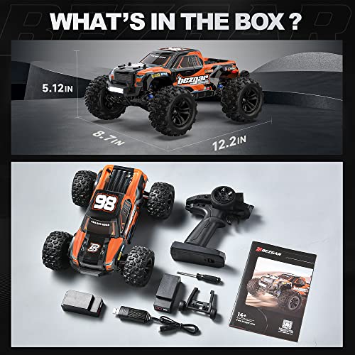 Image of BEZGAR HP161 High Speed 1:16 4X4 Off-Road Remote Control Truck, Waterproof Electric Hobby Grade RC Cars All Terrain Toy Truck with Upgrade Chassis for Kidia€ Adults Two Batteries ,30+ Mins Playtime