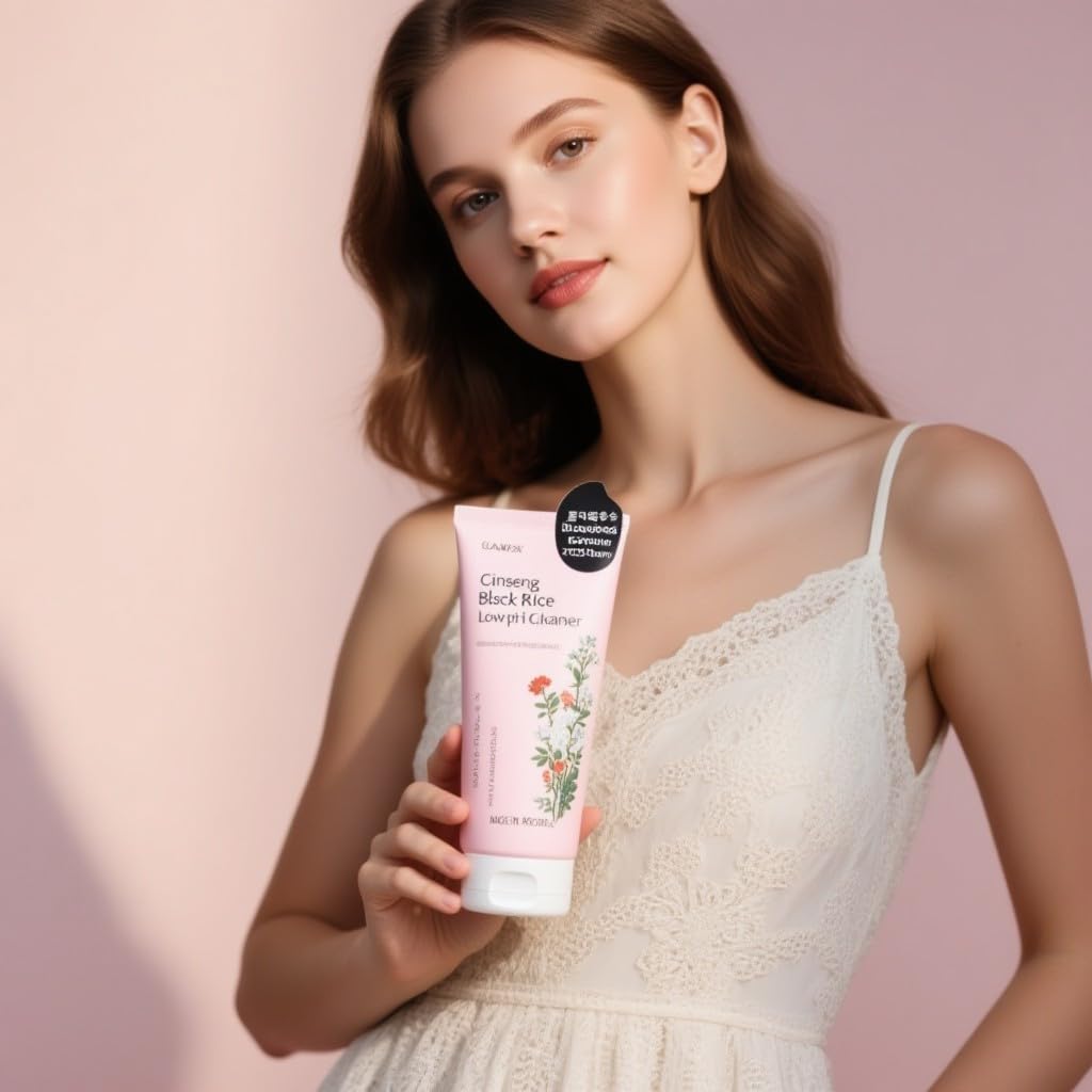 Ginseng Black Rice Low pH Cleanser, Gentle Face Wash with Fermented Ginseng, Rice Extract, For Sensitive Skin - Image 3