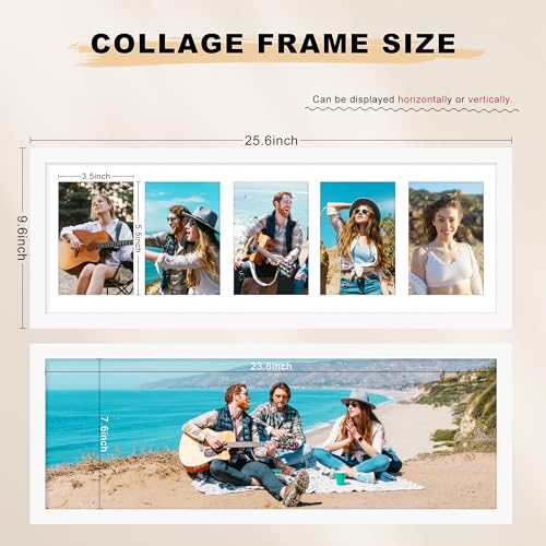 Picrit 8x24 White Collage Picture Frame 3 Pack, Fits Five 4x6 Photos or One 8x24 Picture, Gallery Frame Set - Poster Frames for Horizontal or Vertical Display