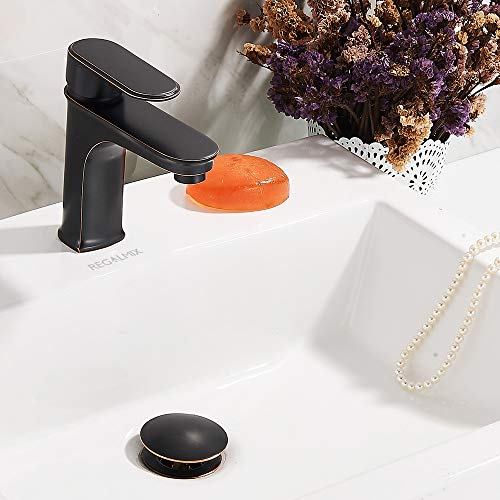 Image of Bathroom Sink Drain, Vessel Sink Pop Up Drain With Detachable Basket Stopper,Anti-Explosion And Anti-Clogging Drain Strainer, Sink Drain Assembly Without Overflow Oil Rubbed Bronze, REGALMIX RWF082C