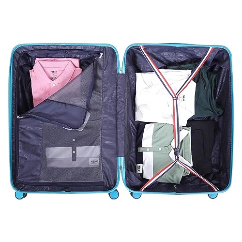 Image of Verage V-Lite Firestone Combo Set of 3 (Cabin + Medium + Large Check-in) Aquarius Teal Hardsided Trolley Bags for Travel, Suitcases with Spinner Wheels, Anti-Theft Luggage (20 /24 /28 Inche)