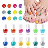 Aieenjor Juego de esmaltes de uñas para niños, no tóxicos, 12 colores extraíbles y rápido secado, ideal para regalos de cumpleaños