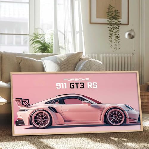 Image of kotart Big Porsche 911 GT3RS Car Framed Posters Gift Items for Boys Room Wall Decoration Bedroom Living Room Office Studio Decor | Car Poster Frame for Wall Decor Set Of 1 Size (13 x 25 inch)