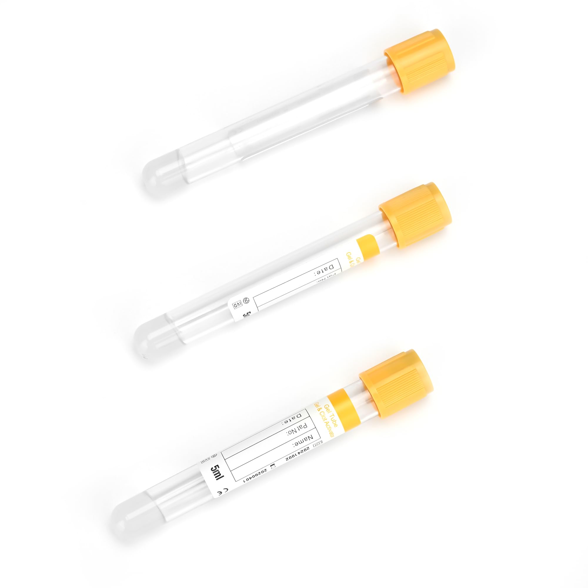 Vacutainer - Tubos de recolección de sangre de 5 ml, tubo de coágulo de gel, tubo de recogida al vacío para tubos de ensayo de laboratorio, animales de mascotas, veterinarios, 100 unidades