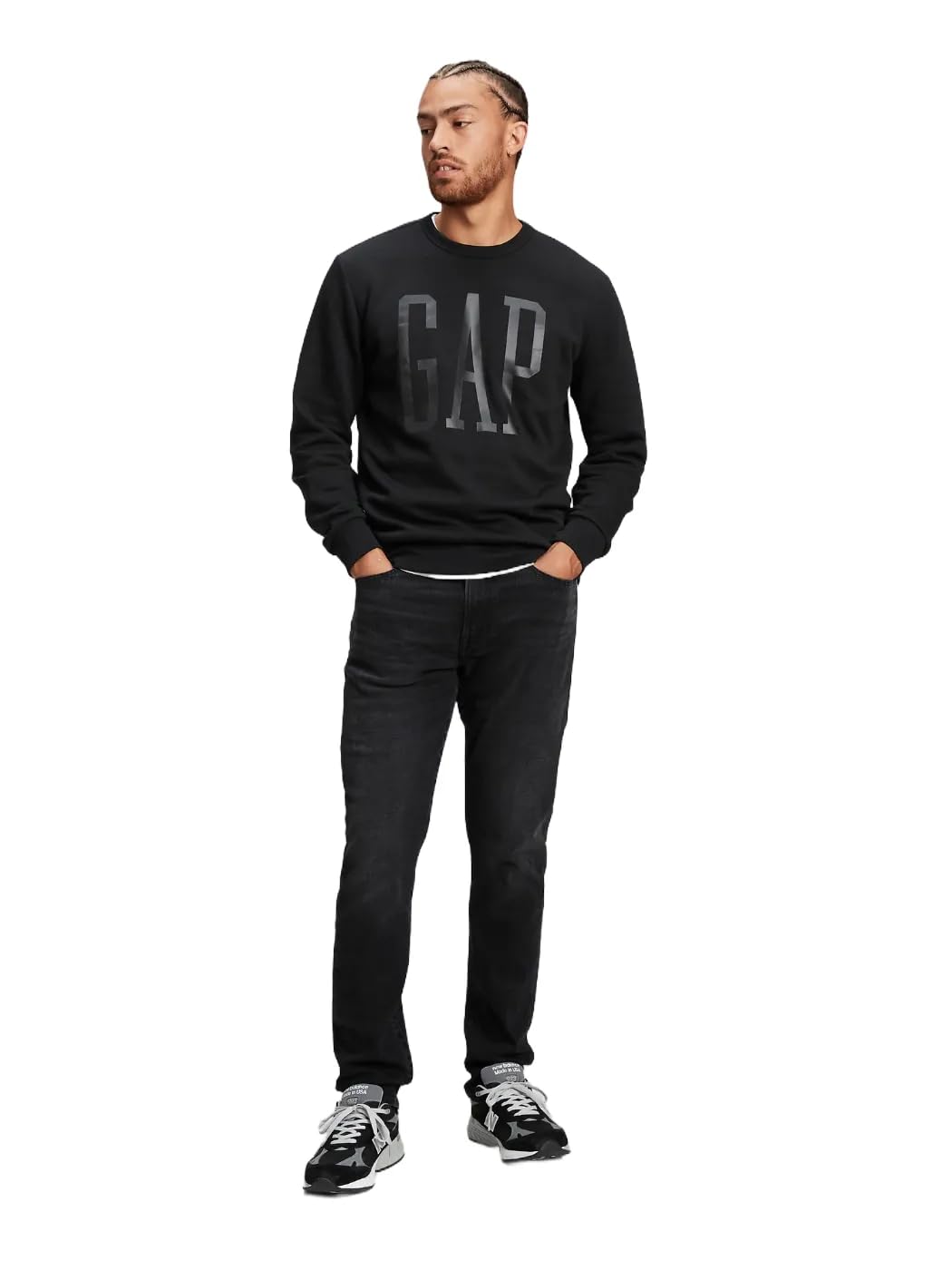 GAP Men's Straight Taper Fit Denim Jeans, Washed Black, 32W / 30L