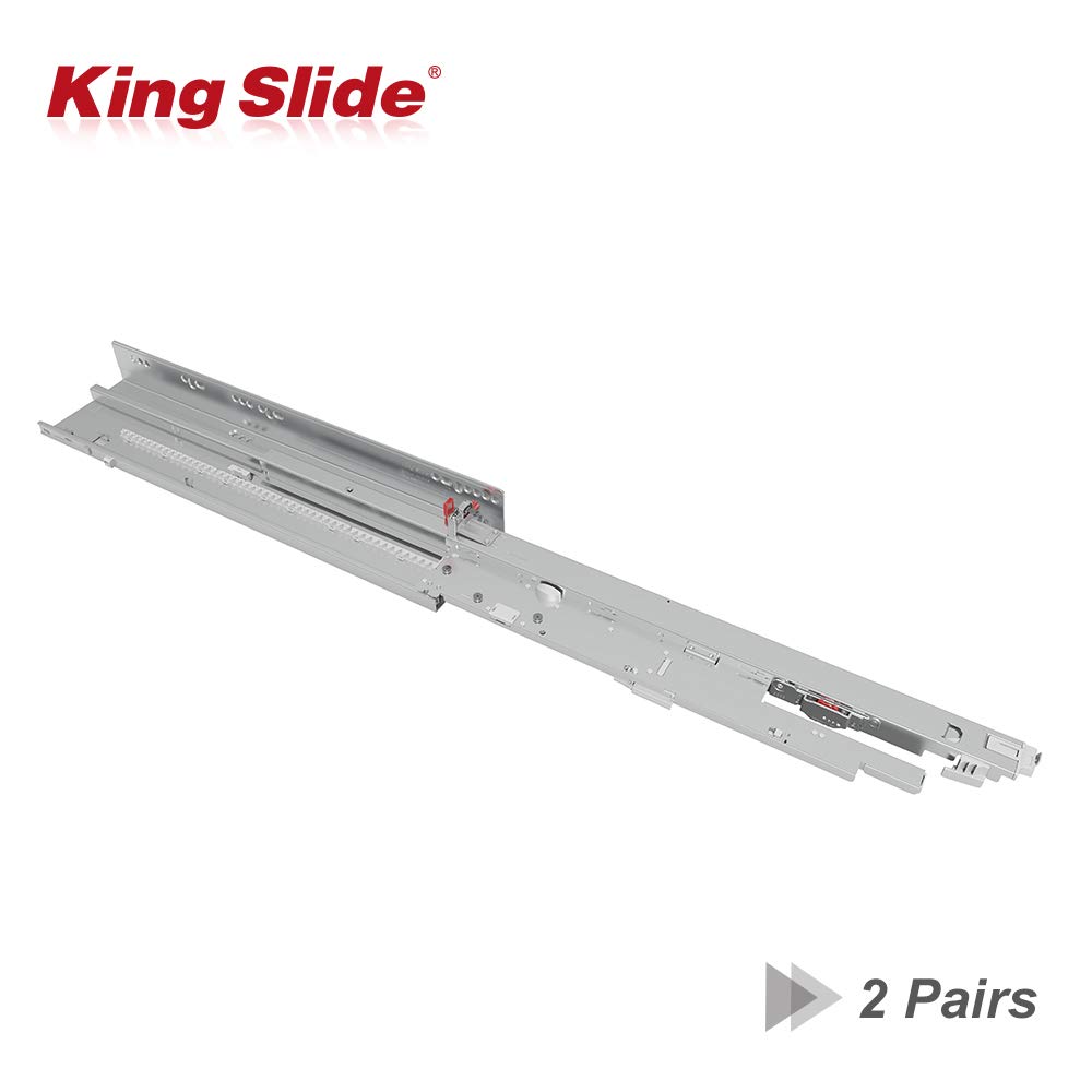 SIMLEAD 1D86F Wooden Drawer Slides, 21 Inch Ever-Active Push to Open w/Soft Closing Undermount Drawer Slide, 132 lb Loading, 5/8" Wall Thickness, 2 Sets/Carton