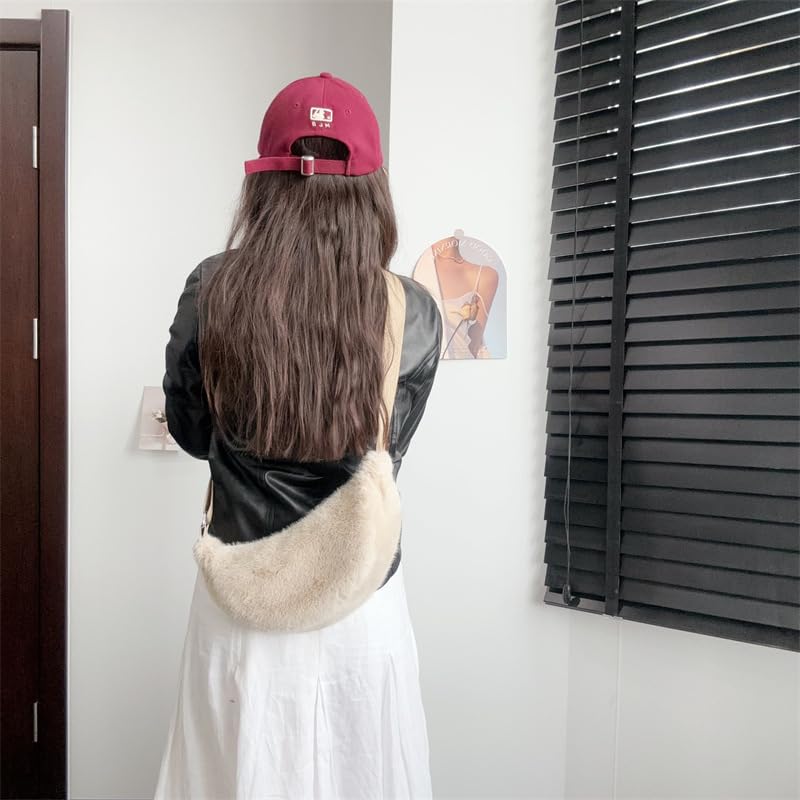 2024 Women's Plush Crossbody Dumpling Bag, Smart Casual Crossbody Shoulder Bag Y2K Purse Women's Crescent Bag4