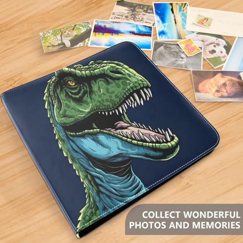 Álbum de fotos adhesivo DIY Scrapbook álbum cuero PU color verde dinosaurio con 3 anillas 40 páginas 8x10 para recuerdos miniatura 5