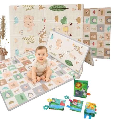 PARVULI Alfombra Bebe Acolchada Plegable Reversible | Tapete Acolchado Bebes | Alfombra Infantil | Colchoneta Suelo para Juegos y Gateo