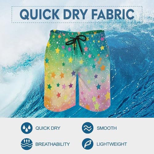 Men's Swim Trunks Quick Dry Board Shorts with Pockets Beach Shorts Color Stars Bathing Suits for Men3