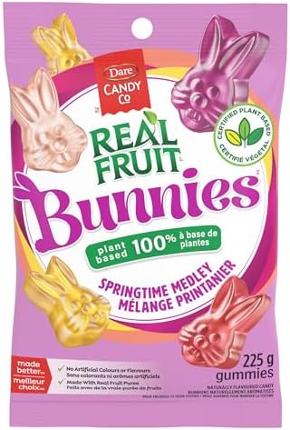 REALFRUIT Easter Bunnies Gummy Candy - Mixed Fruit Plant Based Easter Gummies, No Artificial Colours or Flavours, Gift Candy, Kids Candy 225g