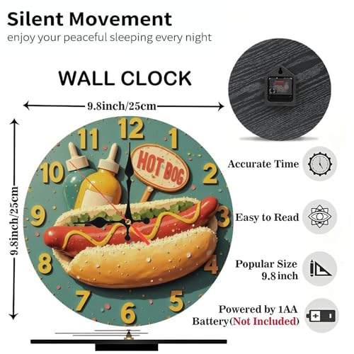 Reloj de pared silencioso de madera de 10 pulgadas miniatura 3