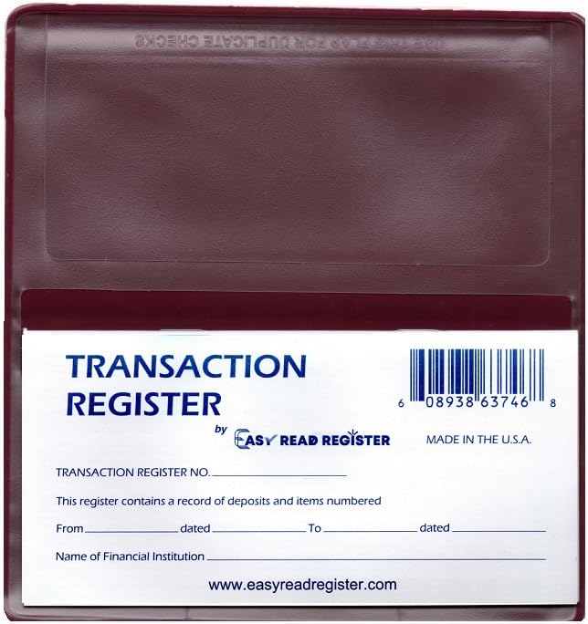 5 Checkbook Transaction Registers with Vinyl Checkbook Cover (Jazzberry Maroon)