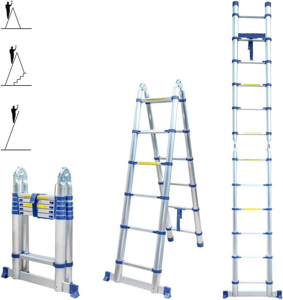 échelle télescopique pliable professionnel – vue détaillée
