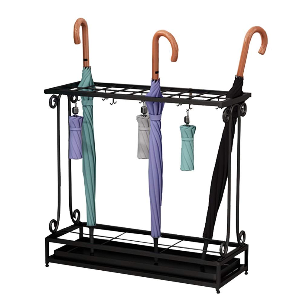 AGYH Umbrella Rack Gold And Black Floor-standing Umbrella Stand Umbrella Holder, Family Hotel Supermarket Storage Rack, With Hook And Detachable Drip Tray, Easy To Assemble, 2 Models