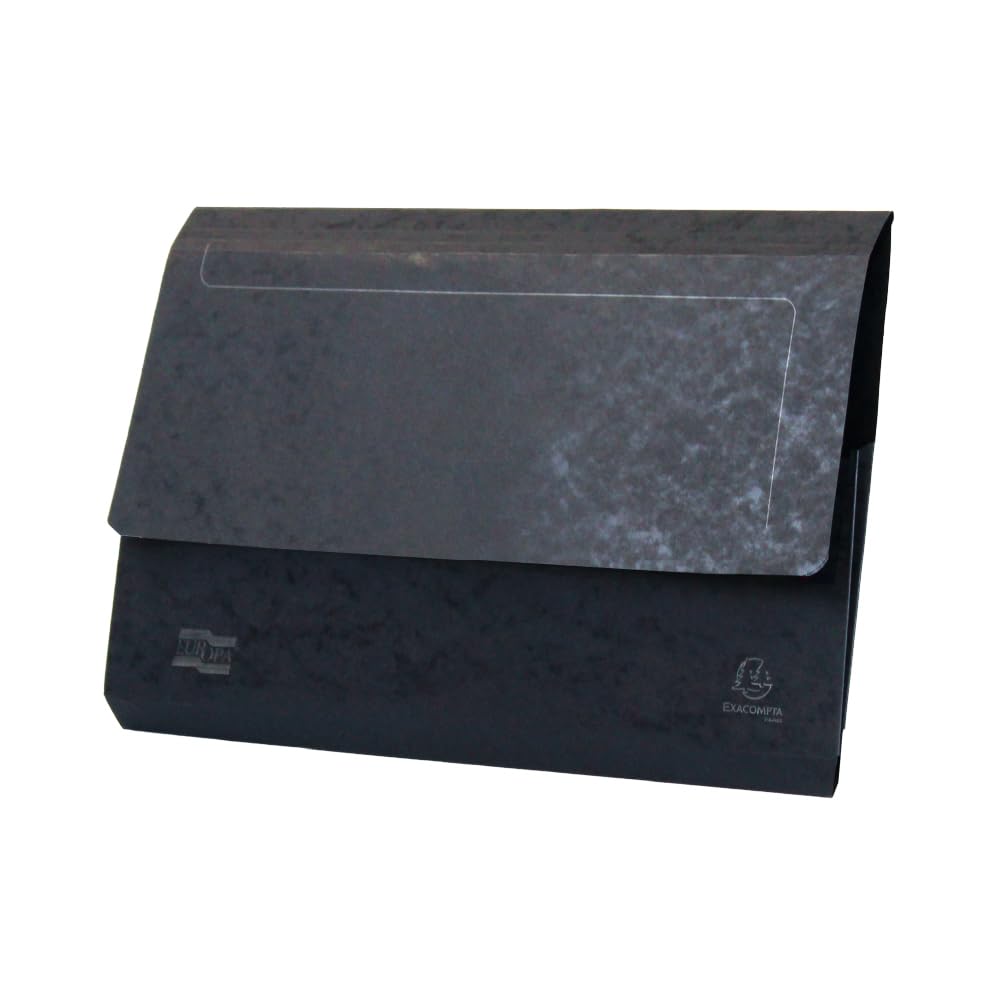 Exacompta Europa Document Wallets, 265gsm, Foolscap - Black, Pack of 25