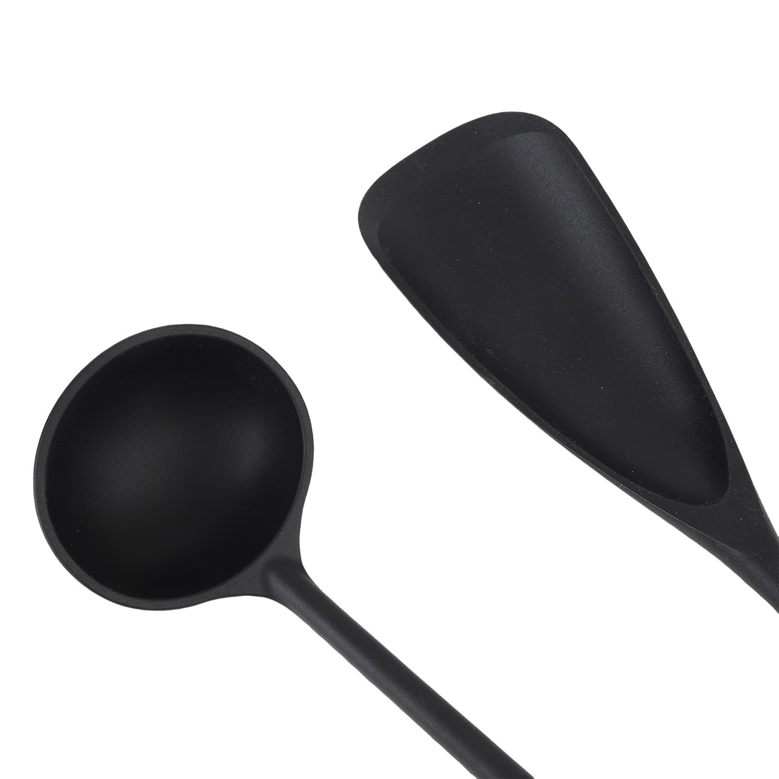 Ensemble D'ustensiles de Cuisine Antiadhésifs en Silicone Résistant à la Chaleur pour Faire Frire le Service Bouillant, 7 Pièces avec Manche en Bois, Spatule de Cuisson, Cuillère Tournante,