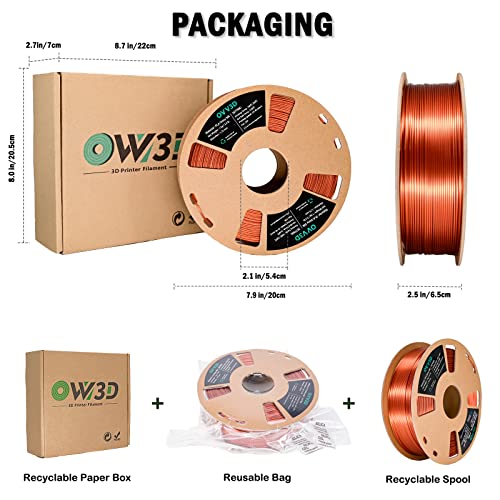 Image of OVV3D Silk PLA Filament 1.75mm 3D Printer Filaments, Upgrade Silk Coffee Gold Filament for Most FDM 3D Printer, Metal 3D Printing Filament, 3D Filament 1.75 + /- 0.02mm, 2.2lbs / 1kg
