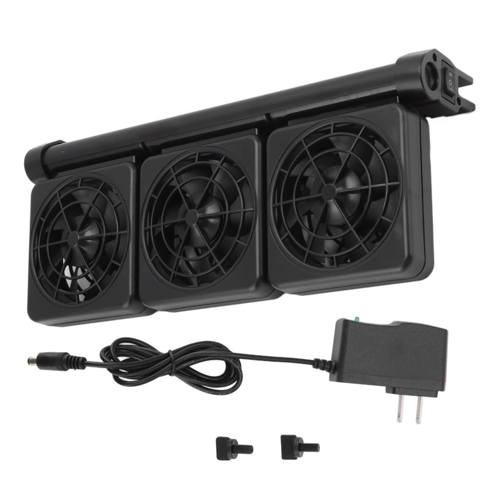 Ventilateur d'aquarium en alliage d'aluminium et plastique noir réglable avec prise (3 ventilateurs)