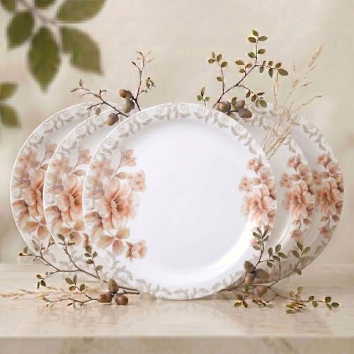 Image of Melamine Quarter Plates | Round Half Plate | Microwave Safe | Break Resistant | Plates for Snacks, Lunch, Dinner | Plates for Home, Office, Restaurant | Set of 6 | 7 Inch's (Lily Shine)
