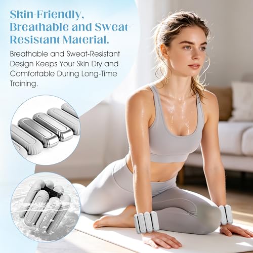 Image of Wrist Weights for Women & Men, 2lb Silicone Wrist Ankle Weights | Adjustable Arm & Leg Weights for Pilates, Yoga, Running,Walking and Strength Training
