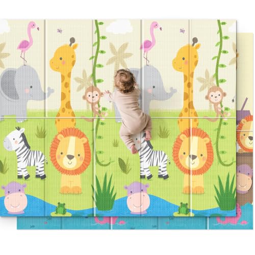Image of UANLAUO Foldable Baby Play Mat, Extra Large Waterproof Activity Playmats for Babies,Toddlers, Infants, Play & Tummy Time, Foam Baby Mat for Floor with Travel Bag