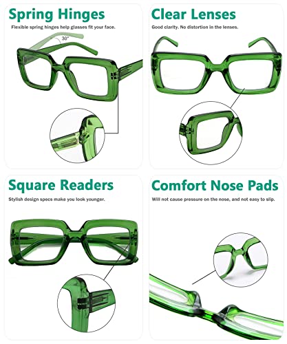Image of Eyekepper Reading Glasses, Readers for Women, 2.5 Green Stylish