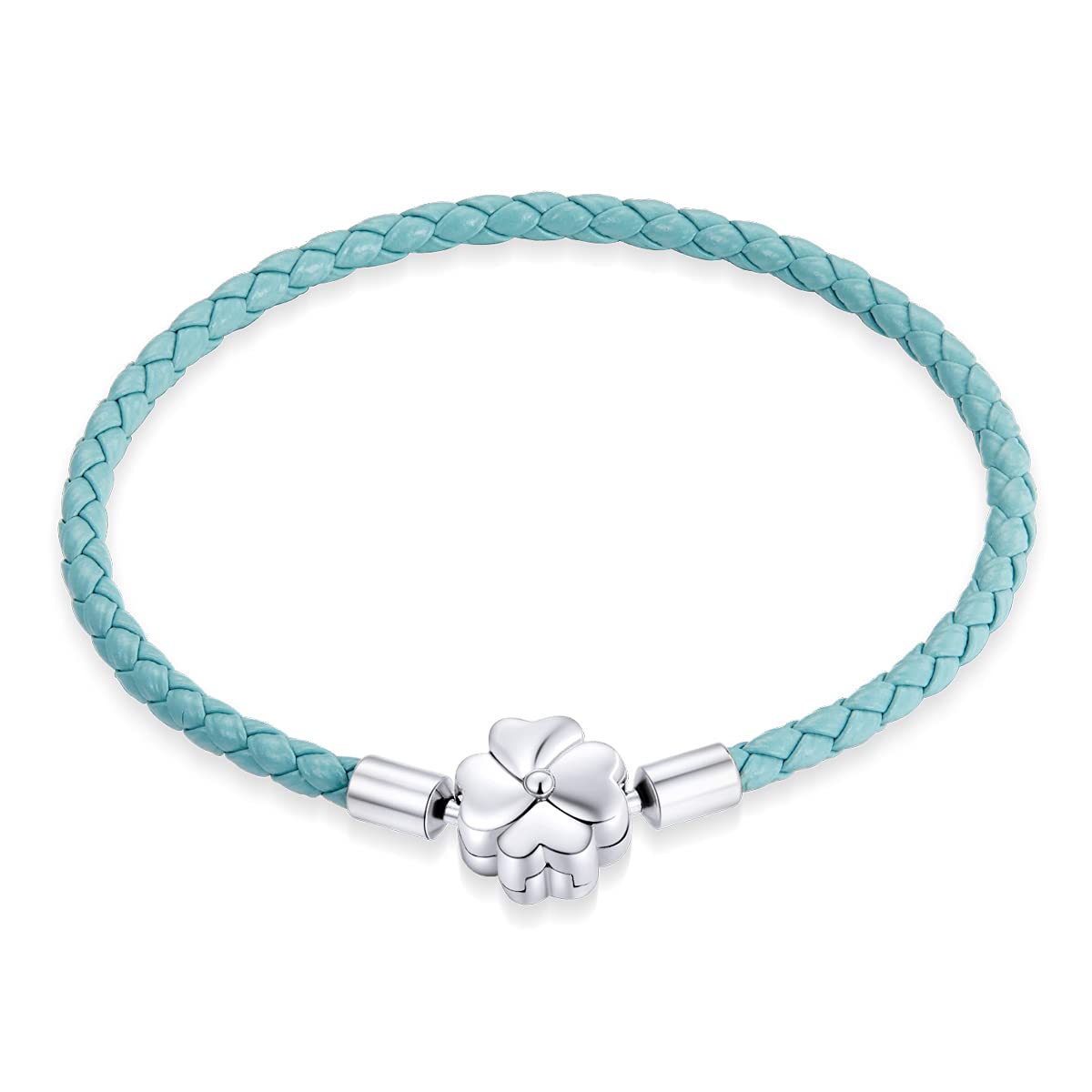 Pulsera de Cuero para Hombres y Mujeres Plata de Ley Pulsera de Cuero Pulsera Brazalete Pulsera de Enclavamiento Abierto