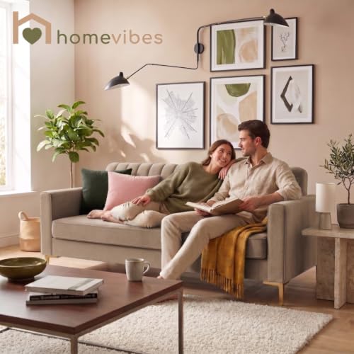 Image of Velum 3 Seater Sofa for Living Room & Office | Premium Fabric Upholstery | Solid Wood Frame | Comfortable Seating | 3 Years Warranty (Beige, 3 Seater Sofa)