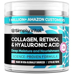 SimplyVital Collagen, Retinol & Hyaluronic Acid Cream – Anti-Aging Face Moisturizer for Face, Neck & Décolleté – Made in USA, Daily Moisturizer Face Cream – 1.7 fl.oz.