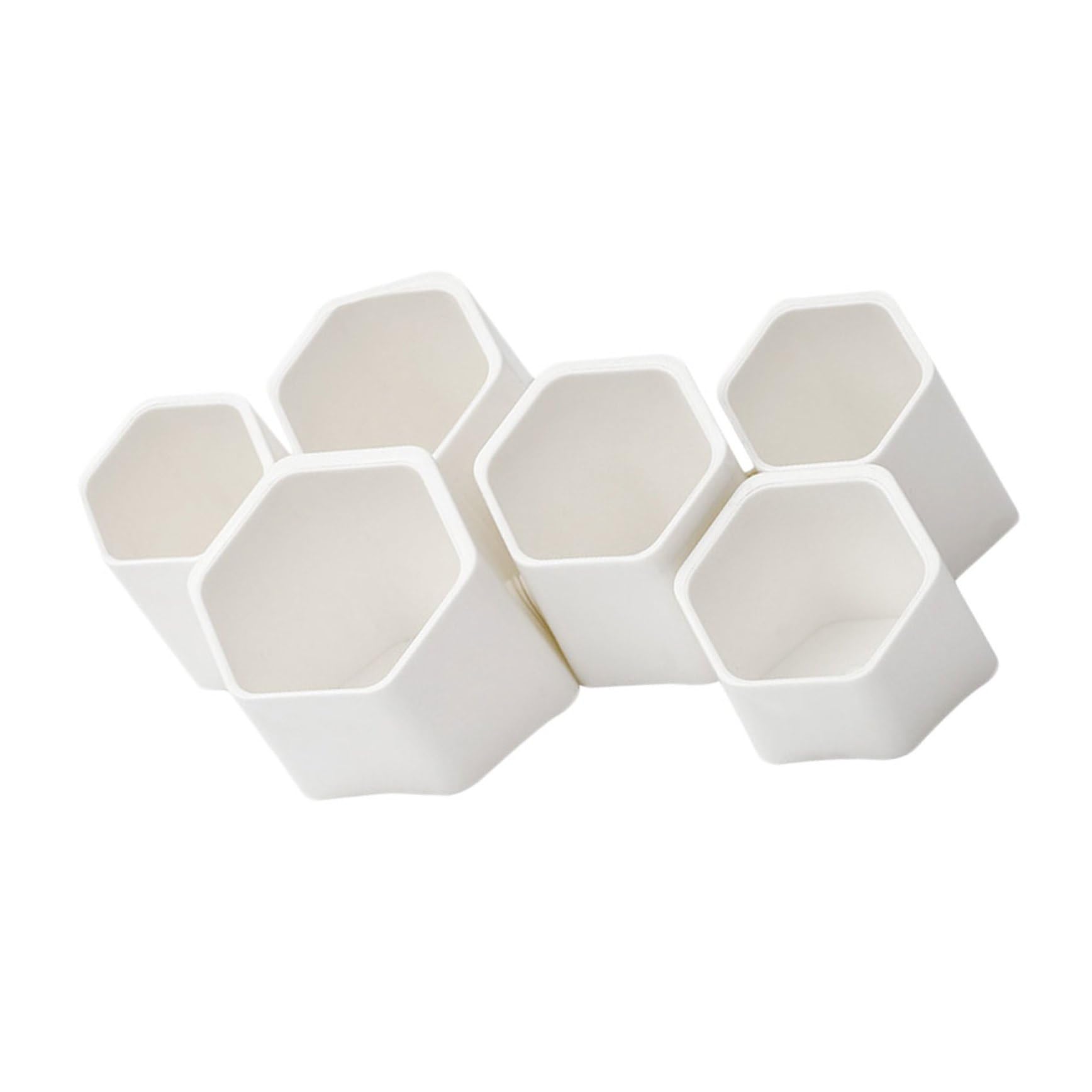 Abaodam Organizzatore da Scrivania Multifunzione in Plastica Bianca, Portapenne e Porta Pennelli Creativo a 6 Scomparti, Contenitore da Parete per Cancelleria e Trucco, per Studenti