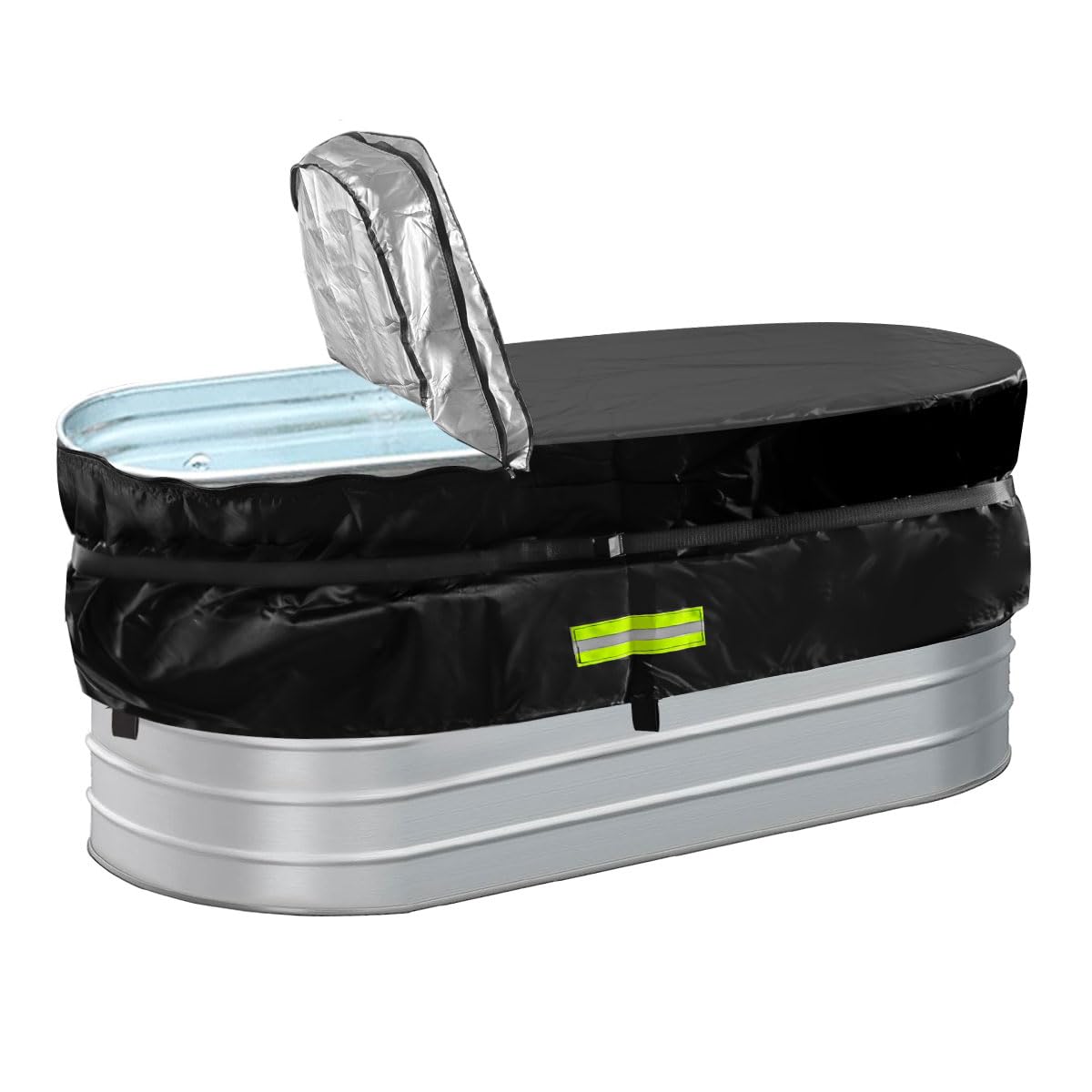 6Ft Stock Tank Horse Trough Cover, Water Trough Cold Plunge Insulated Cover for Horse Trough Rectangular Cold Plunge Ice Bath Tub Covers 2 x 2 x 6 Foot Stock Water Tank Oval Pool Liner Hot Tub
