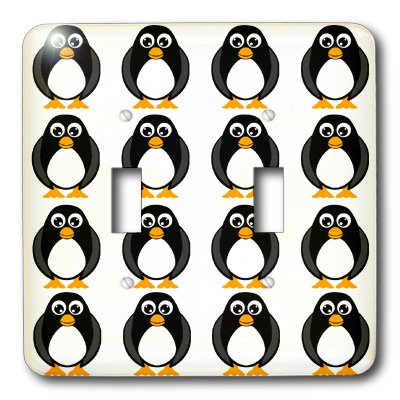 Interrupteur double bouton pingouin blanc avec graphisme multicolore - 3