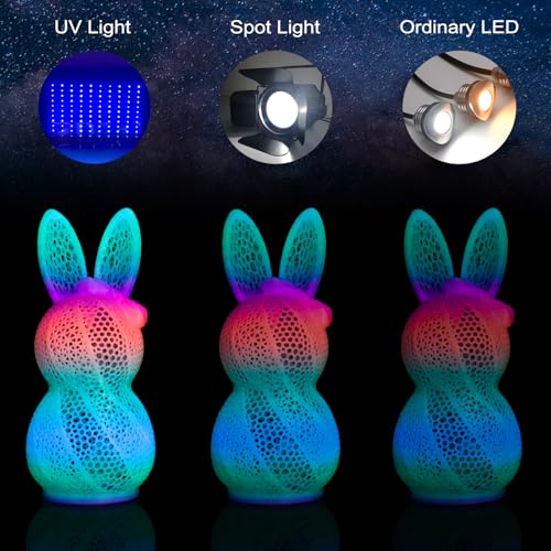 Image of OVV3D Glow in the Dark Filament, Rainbow Glow PLA Filament 1.75mm + /- 0.02mm for 3D Printing, Multicolor Gradient PLA, 3D Printer Filament Fast Color Change Blue Green Orange Pink Purple, 1kg /2.2lb