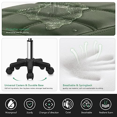 FURWOO Banqueta giratória quadrada com rodas PU Leahter banco de rolamento altura ajustável para sal