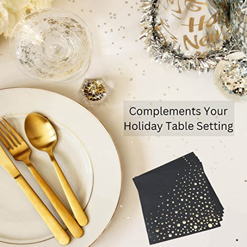 Stylish 5X5 Inch Gold Napkins -100 Pack Of White And Gold Cocktail Napkins - Add Sparkle To Your Event With Party Napkins - 3 Ply Gold Paper Napkins - Disposable Wedding Napkins Or Dessert Napkins #TOP1