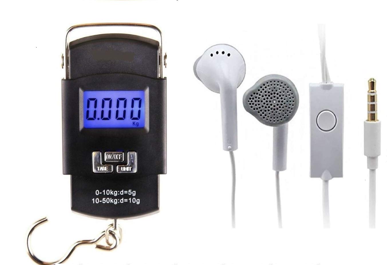 IONIX Digital Heavy Duty Portable Hook Type weighing machine for luggage with Temp Weighing Scale, 50 Kg,Multicolor, Combo With Universal Earphones, Weighing machine for luggage-picture-22
