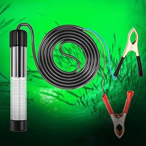 LED Night Fishing Light 12V 108 LEDs 10.8W Underwater Night Fishing Finder Light, 1080LM Green Submersible Fishing Attracting with 5M Power Cord (12V 10.8W) Cover