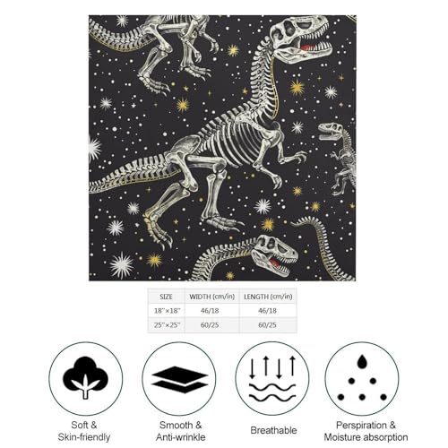 Dinosaur Skeleton Head Scarf Like Silk Scarf Lightweight Fashion Satin Hair Bandanas for Women Boho Headscarf Hair Wrap Bandana Headband Handkerchief Silk Scarves for Bag Purse Neck 18 Inch2