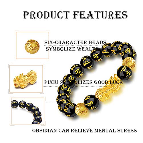 LIYAPEI Feng Shui Black Obsidian Wealth Bracelet，Feng Shui Bracelet for Men/Women with Sagin Pixiu Character for Protection Can Bring Luck and Prosperity，Suitable for Any Occasion,Unisex3