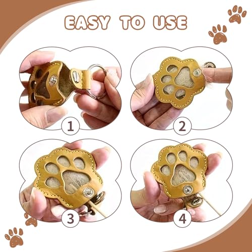 Zovator 4 Stück Schlüsselanhänger Katze Hund für Tierhaare Erinnerung, Leder Pfote Keychain, Tragbare Pet Haar Memorial Andenken Keychain Schlüsselring Für Haustier Gedenk