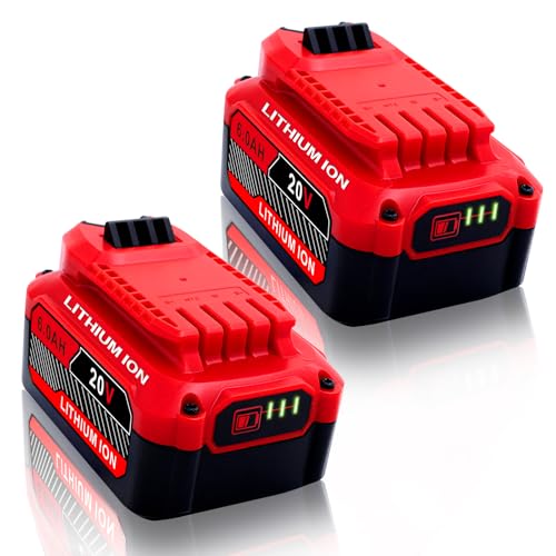 Upgrade 2-Pack 6.0Ah Batteries Replacement for Craftsman 20V Battery Compatible with Craftsman CMCB205 CMCB204 CMCB206 CMCB202 CMCB201 20V Cordless Power Tool