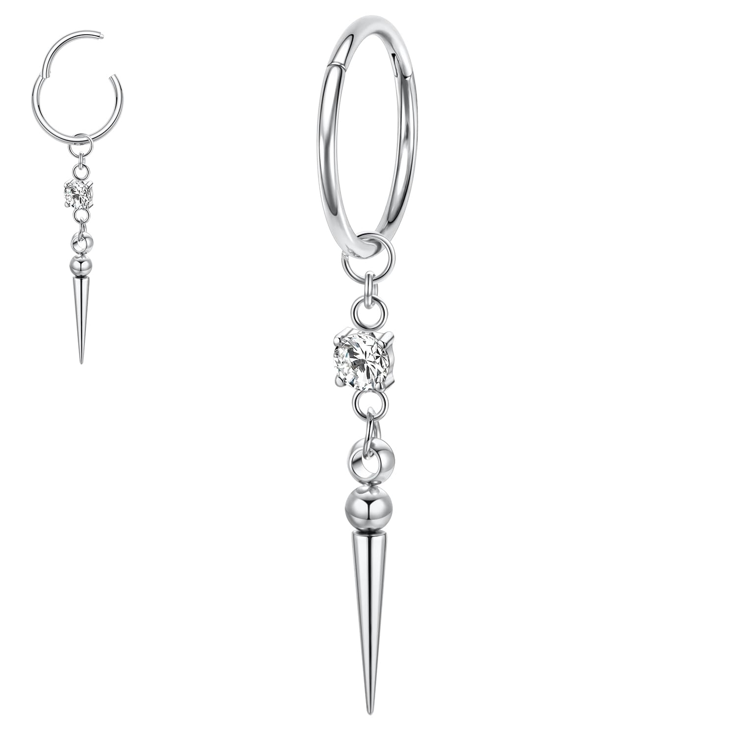 Dangle Conch Helix Cartilage Earlobe Orbital Piercing Jewellry 316L Surgical Steel Nose Septum Ring for Women Men