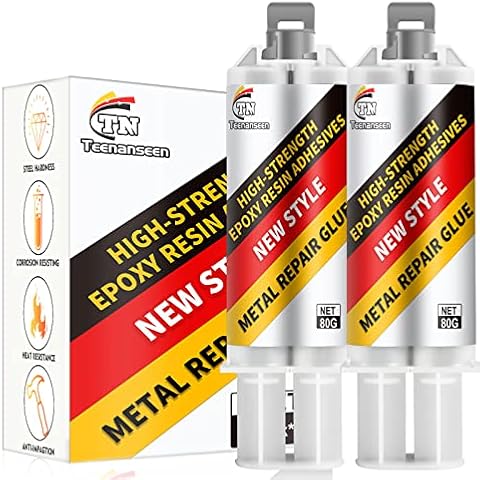 Metal Repair Glue, 2 Pack Professional Grade Metal to Metal Glue Heavy Duty for Metal, Plastics and Ceramics, High-Temperature Heat Resistant Epoxy Glue for Welding Steel, Aluminum, and DIY Craft Cover