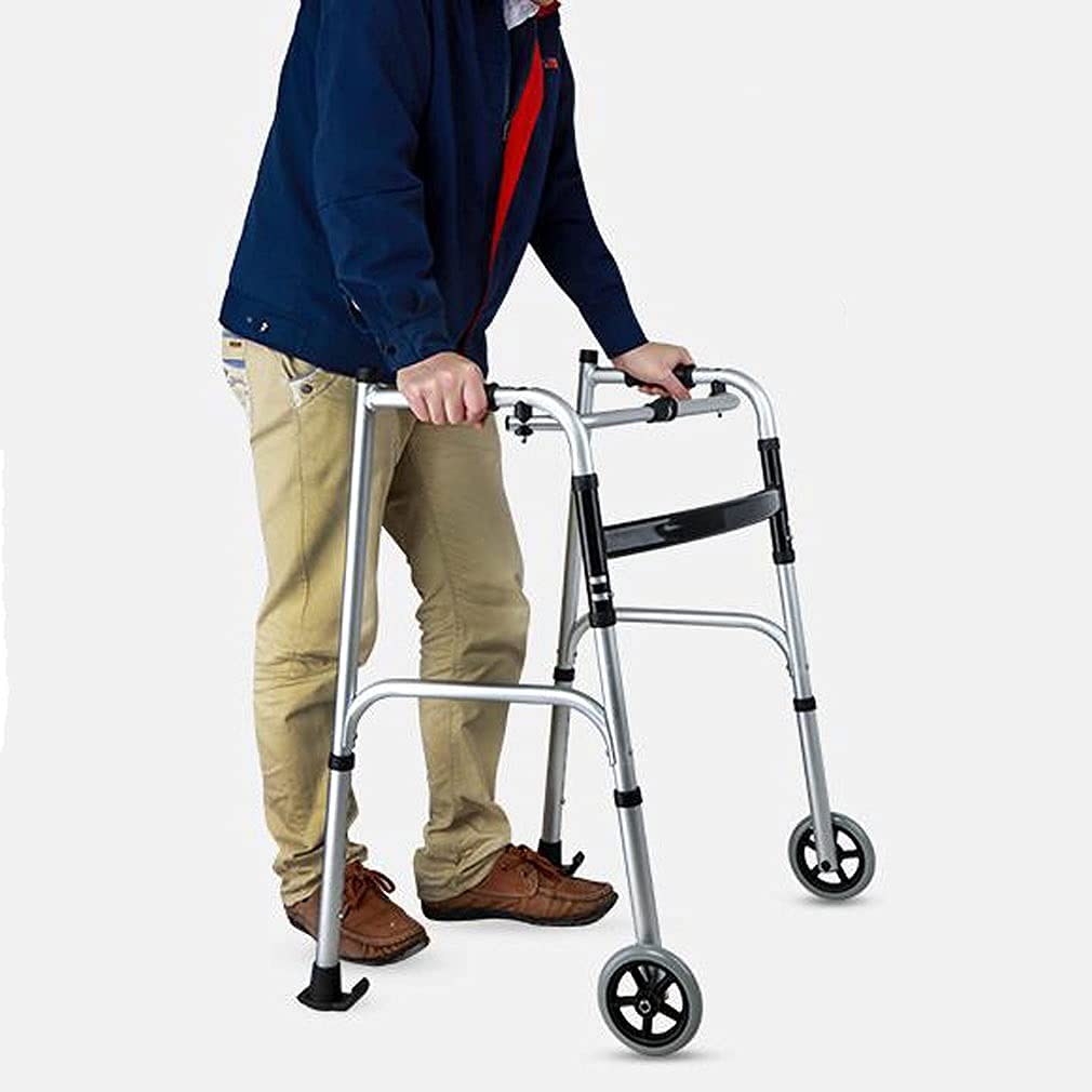 SePkus Gehgestell mit Rädern, zusammenklappbar, leicht, Gehhilfe für die Rehabilitation der unteren Gliedmaßen, Gehhilfe, für ältere Menschen, verstellbare Höhe (Größe: A) (B)