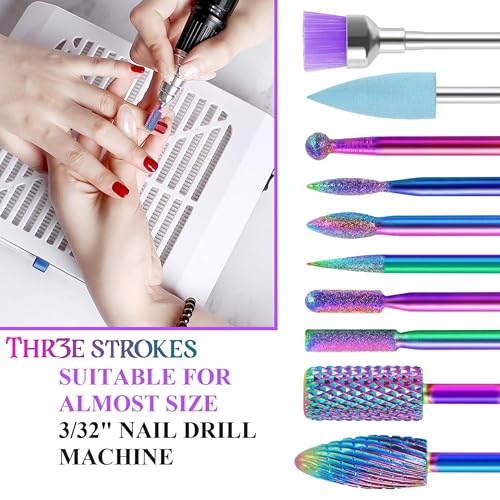 THR3E STROKES 10Pcs Diamond Nail Drill Bits Set, 3/32” Inch Nail Drill Bits for Acrylic Gel Nails, Professional Cuticle Nail Bits Kit, Manicure Pedicure Remover Tools for Nail... - Image 6