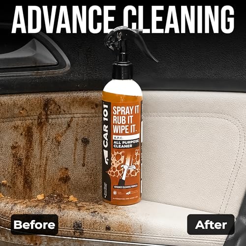 Image of CAR 101 All Purpose Cleaner With Towel - 300ml (Pack Of 2)|Multi-Surface Deep Cleaning Formula for Car Interior & Exterior|Spray for Dashboard,Kitchen,Leather,Bike & Equipment|Fast-Acting Dirt Remover