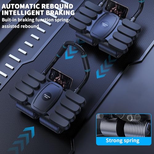 Image of Automatic Rebound Abdominal Roller, 4-Wheel Ab Trainer with Elbow Support, 2-in-1 Core Trainer