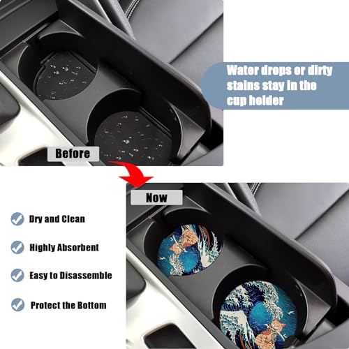 Posavasos de cerámica para carro 2 piezas miniatura 4