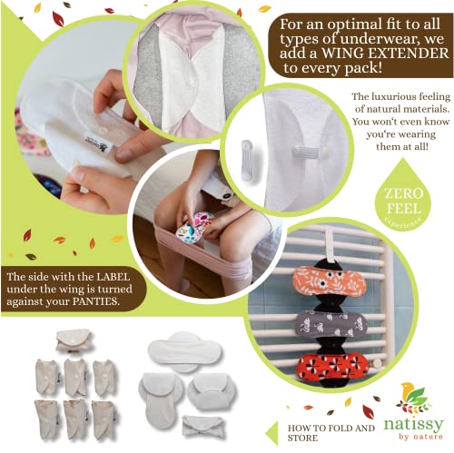 Image of Organic Cotton Reusable Panty Liners for Women, Medium Coverage (M, 7 Pack)